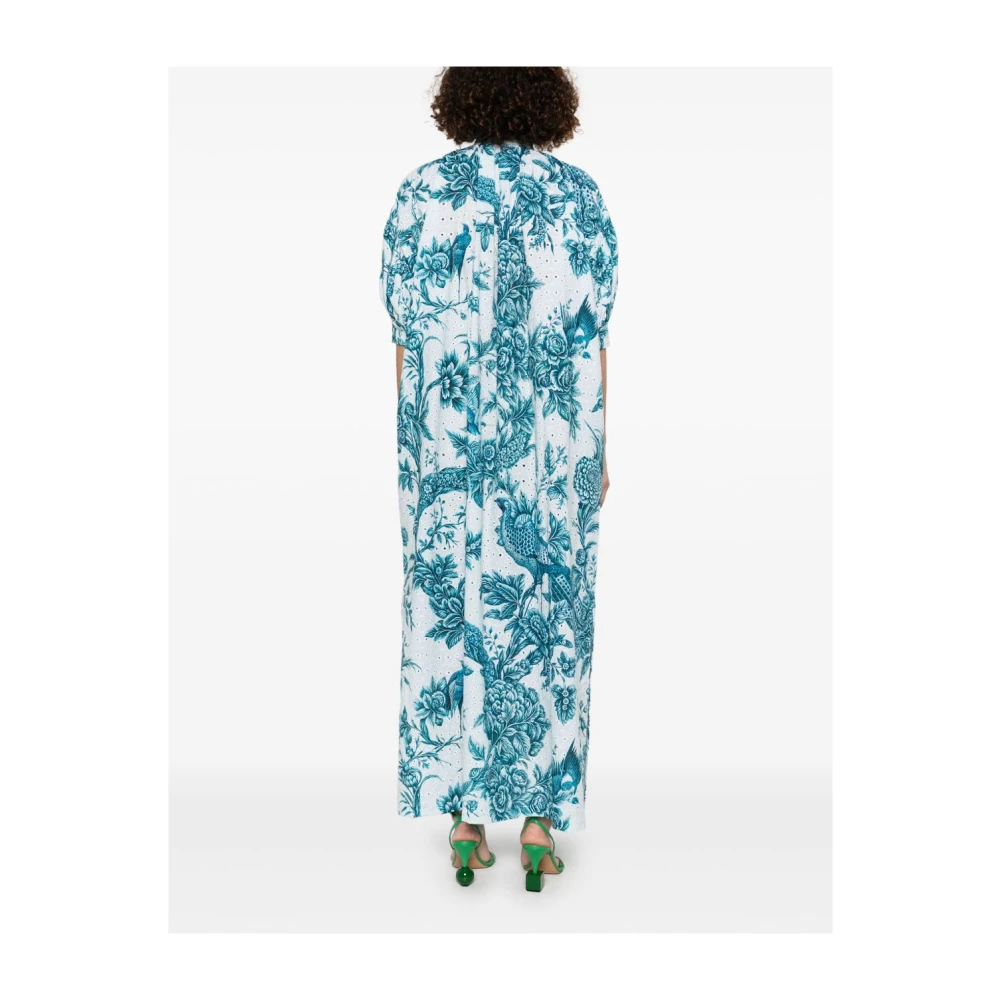 F.r.s For Restless Sleepers Blauwe Bloemenprint Jurk met Knoopsluiting Blue Dames