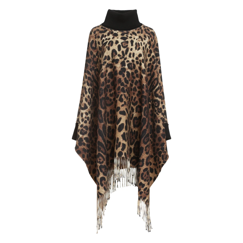 Dolce & Gabbana Dierenprint Kasjmier Wol Poncho Multicolor Dames