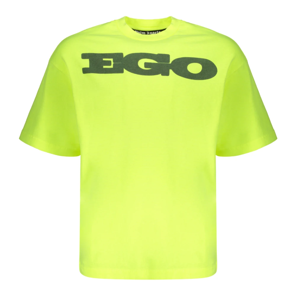 Palm Angels Geribbelde halslijn Voorkant print T-shirt Green Heren