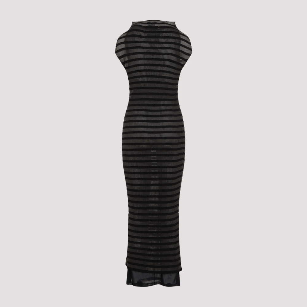Jean Paul Gaultier Gestreepte lange jurk van nylon en viscose Black Dames
