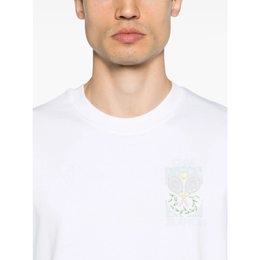 Casablanca Wit Logo Print Crewneck T-shirts White Heren
