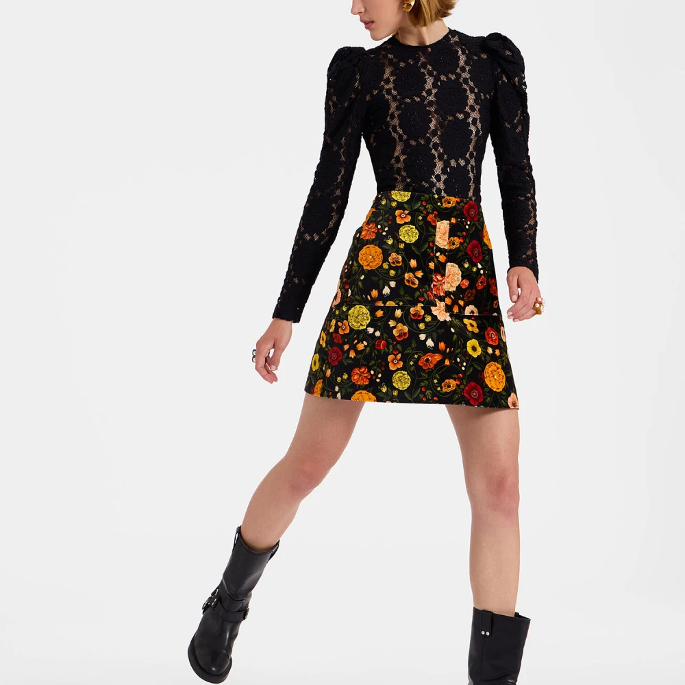 La DoubleJ Retro Patch Pocket A-Line Mini Rok Multicolor Dames