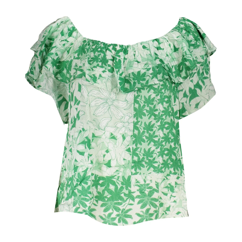 Desigual Korte mouwen boothals T-shirt Groen Green Dames