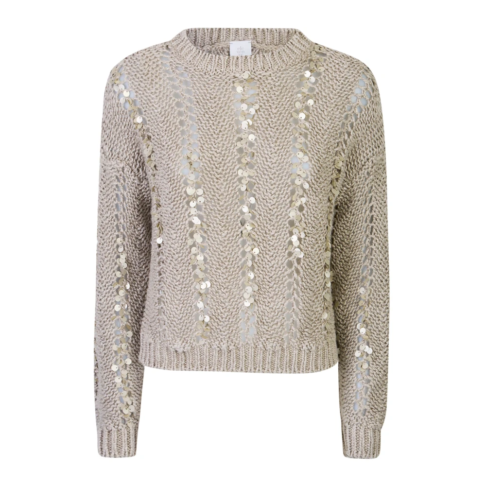 Eleventy Vrouw Beige Truien & Vesten Dames, Xs, Linnen, Rondgebreide Kleding