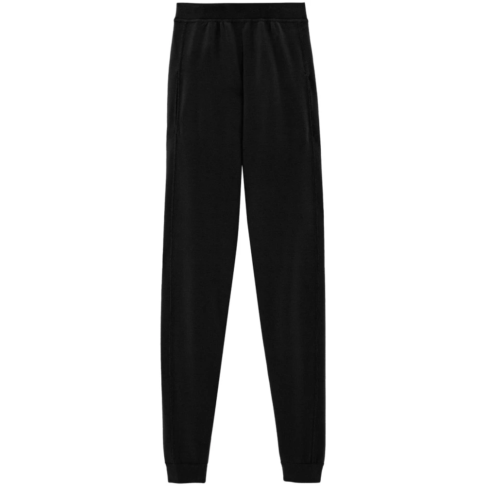 Saint Laurent Zwarte wollen gebreide legging met elastische tailleband en enkelboorden Black Dames