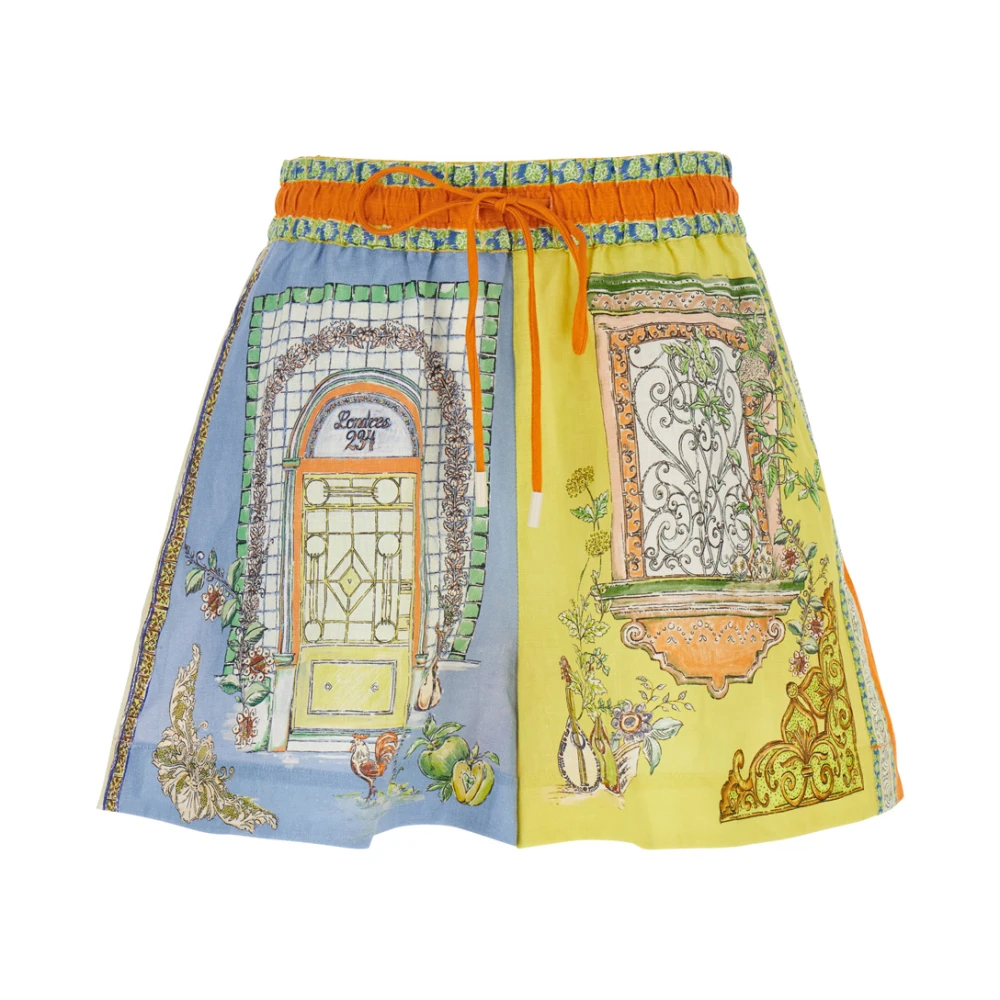 Alemais Multicolor Linnen Grafische Print Elastische Taille Shorts Multicolor Dames