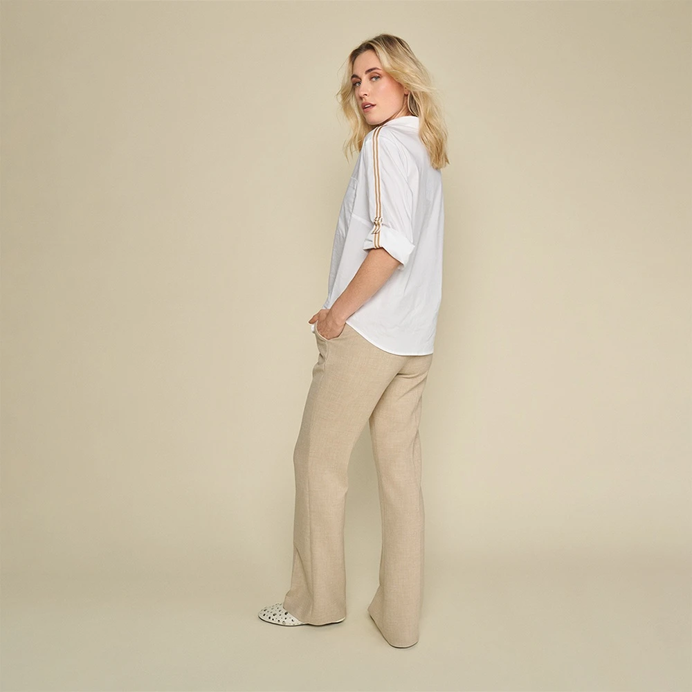 Marie Méro Witte Katoenen Stretch Blouse met Lint White Dames