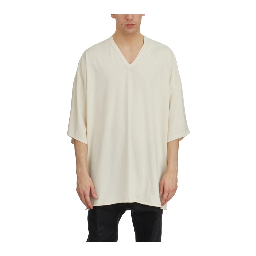 Rick Owens Natural V-Neck Tee White Heren