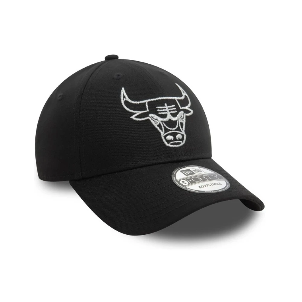 new era Zwarte Bulls Metallic Outline Pet Black Heren