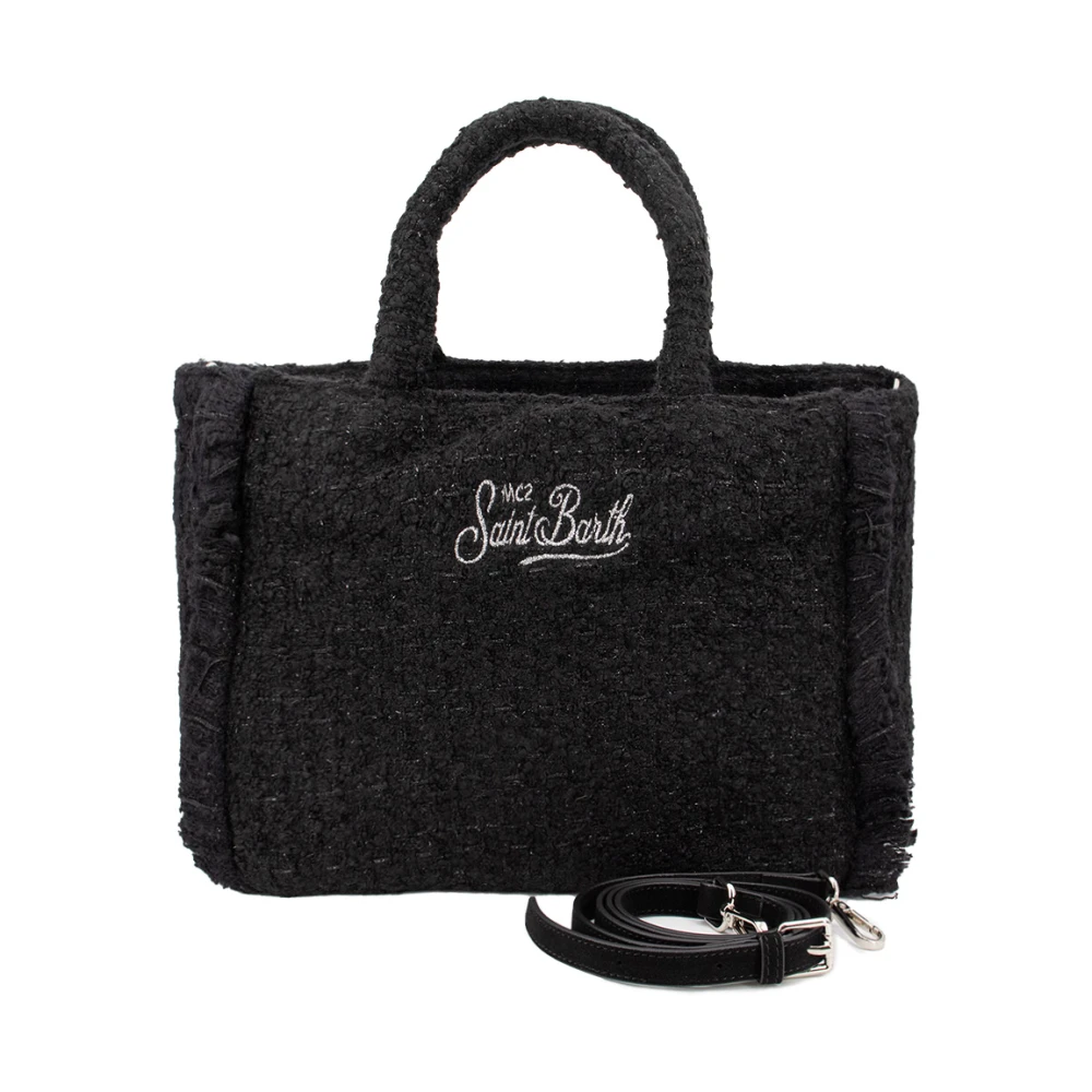 MC2 Saint Barth Zwarte Tweed Colette Tas met Franjes Black Dames