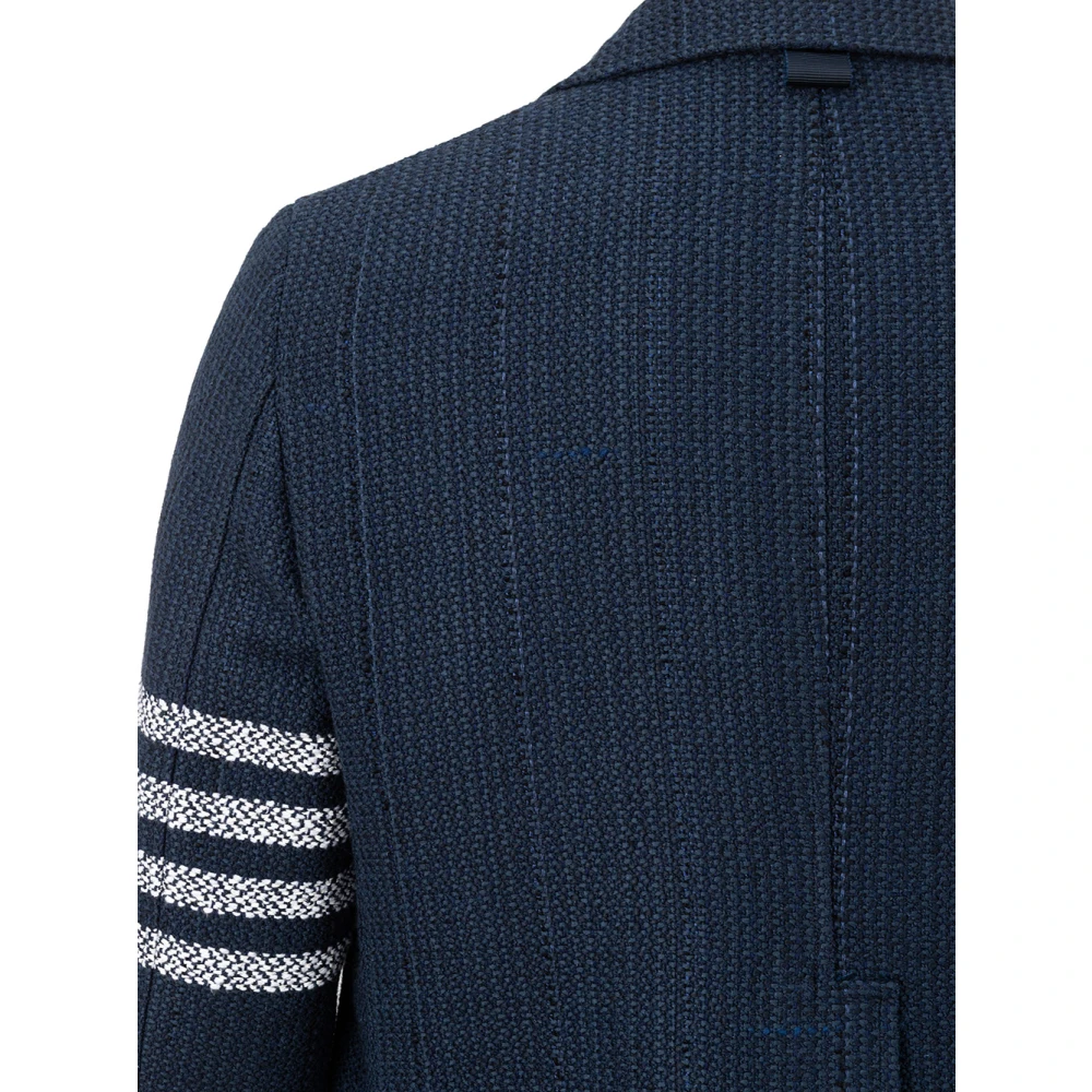 Thom Browne Blauwe Tweed Chesterfield Overjas Blue Heren