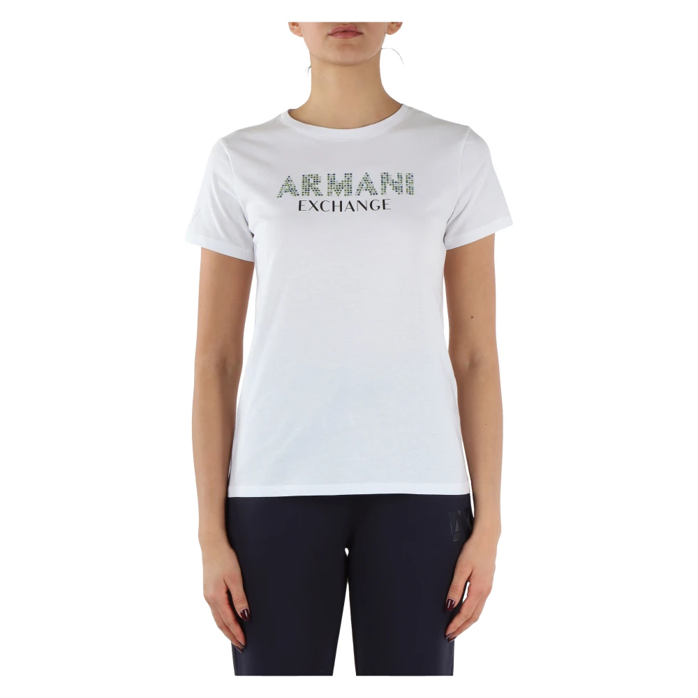 Armani Exchange Katoenen Logo T-shirt White Dames