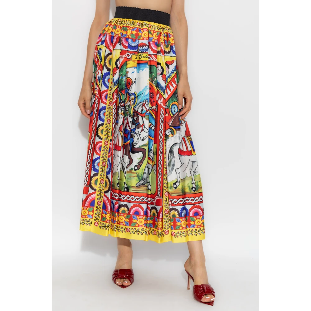 Dolce & Gabbana Zijden rok met Carretto-patroon Multicolor Dames