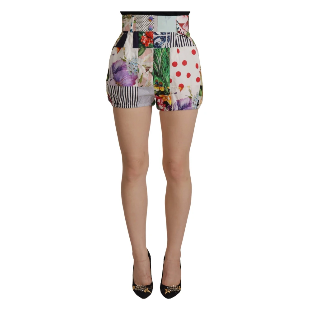 Dolce & Gabbana Women's Multicolor Patchwork Designer Shorts With High Waist - Short Shorts - S - Shorts
