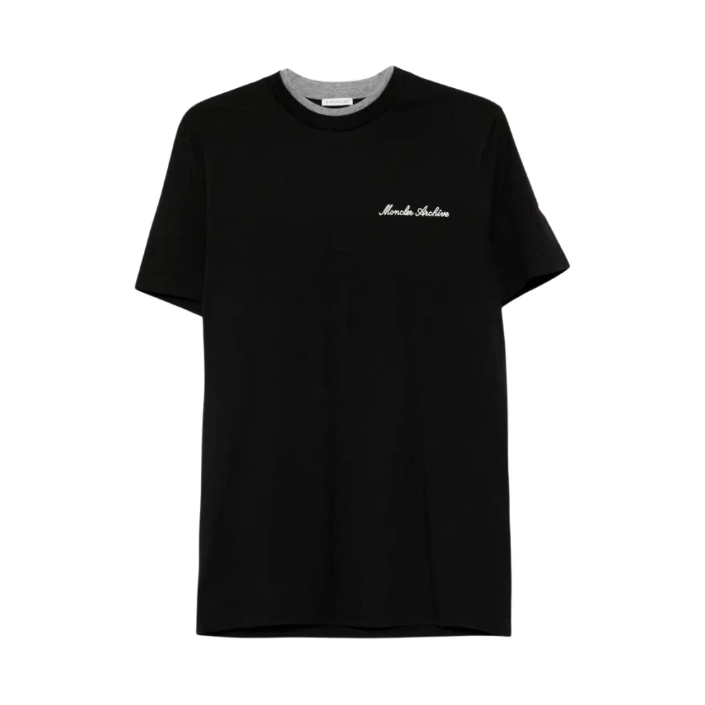 Moncler , T-Shirts, Male, Black, S, Ss T-Shirt