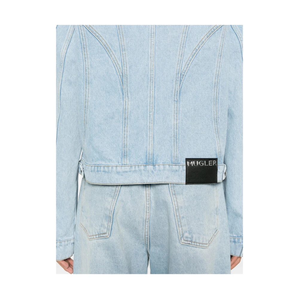 Mugler Baby Blauwe Buitenkleding Jas met Zakken Blue Heren