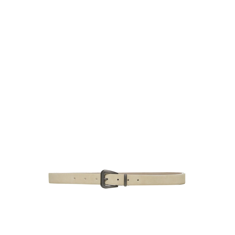 BRUNELLO CUCINELLI Ivoor Suède Riem met Monili Decoratie Beige Dames