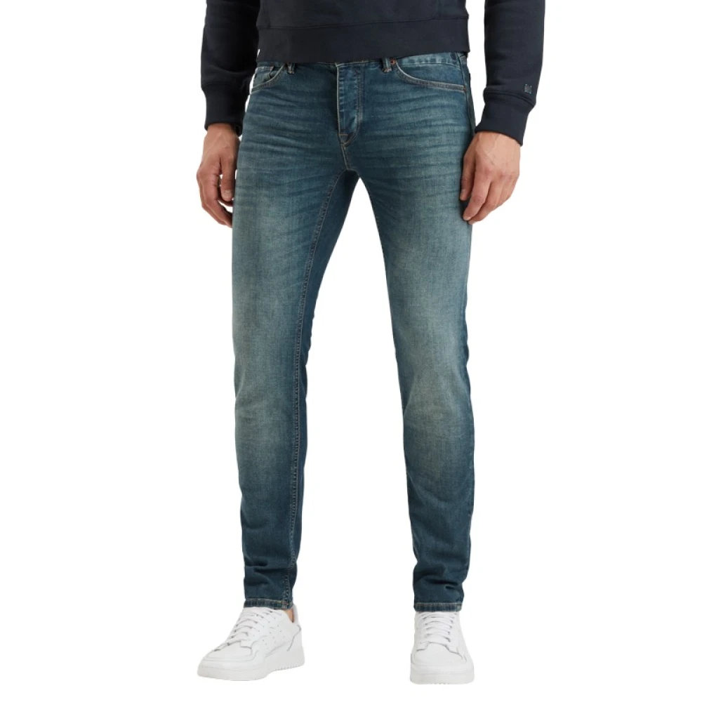 Cast Iron Slim Worn-In Blue Denim Jeans Blue Heren