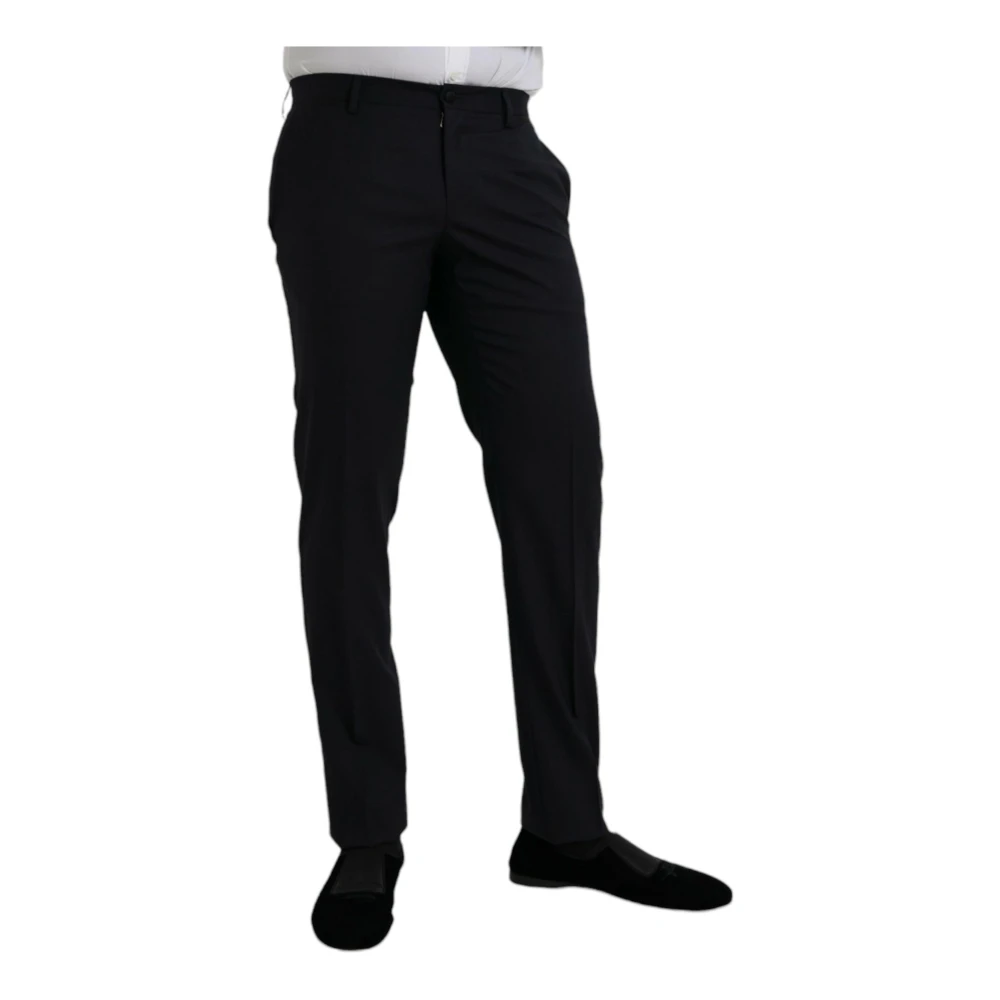 Dolce & Gabbana Donkerblauwe Wol Slim Fit Formele Broek Blue Heren
