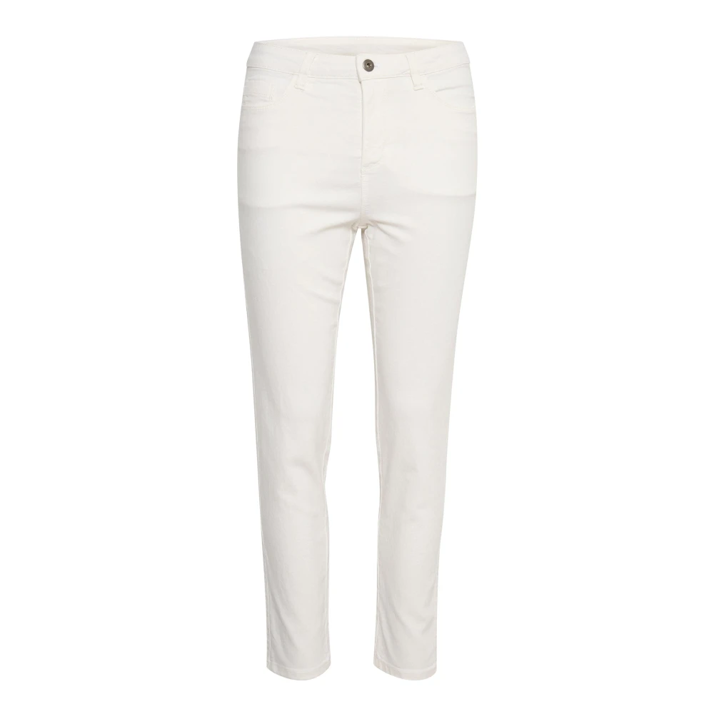 Kaffe White Modern 7/8 Chalk Jeans - Female - Slim-Fit Trousers - L - Trousers