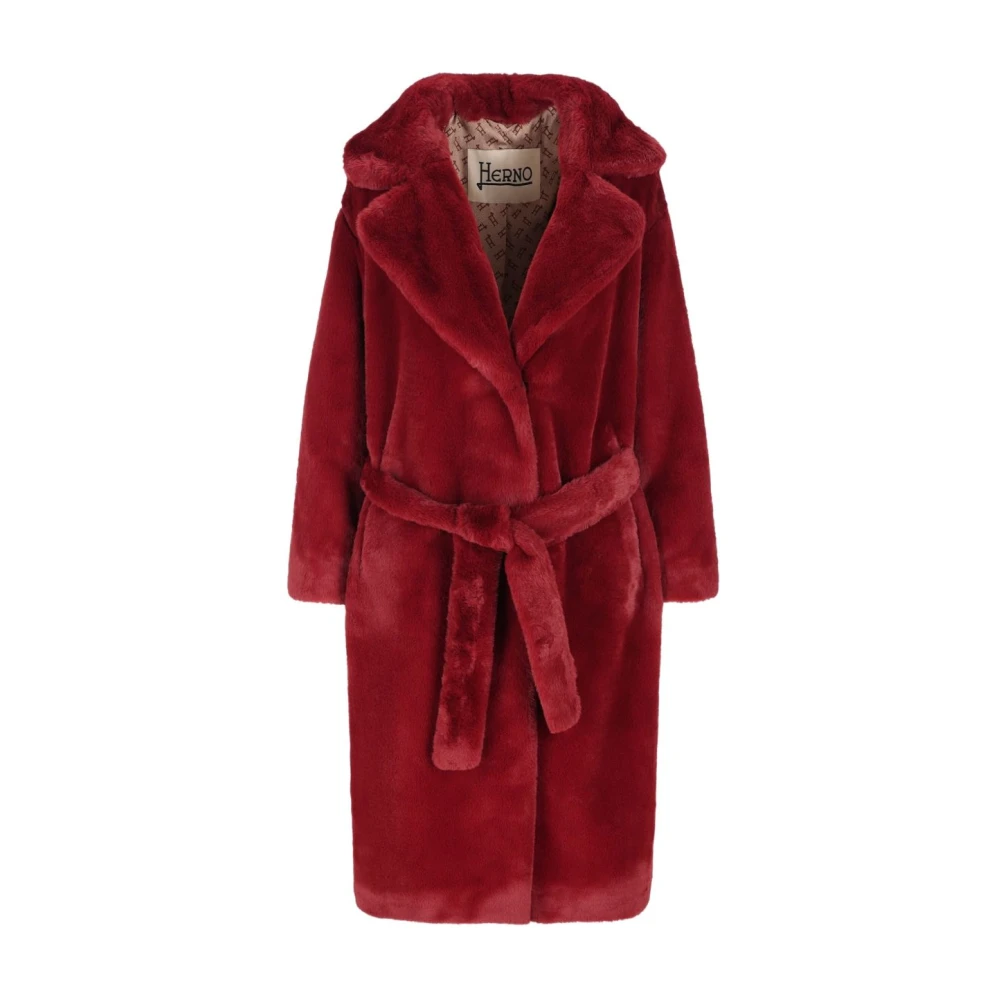 Herno Vrouw Rood Jassen Dames, L, Belted Coat