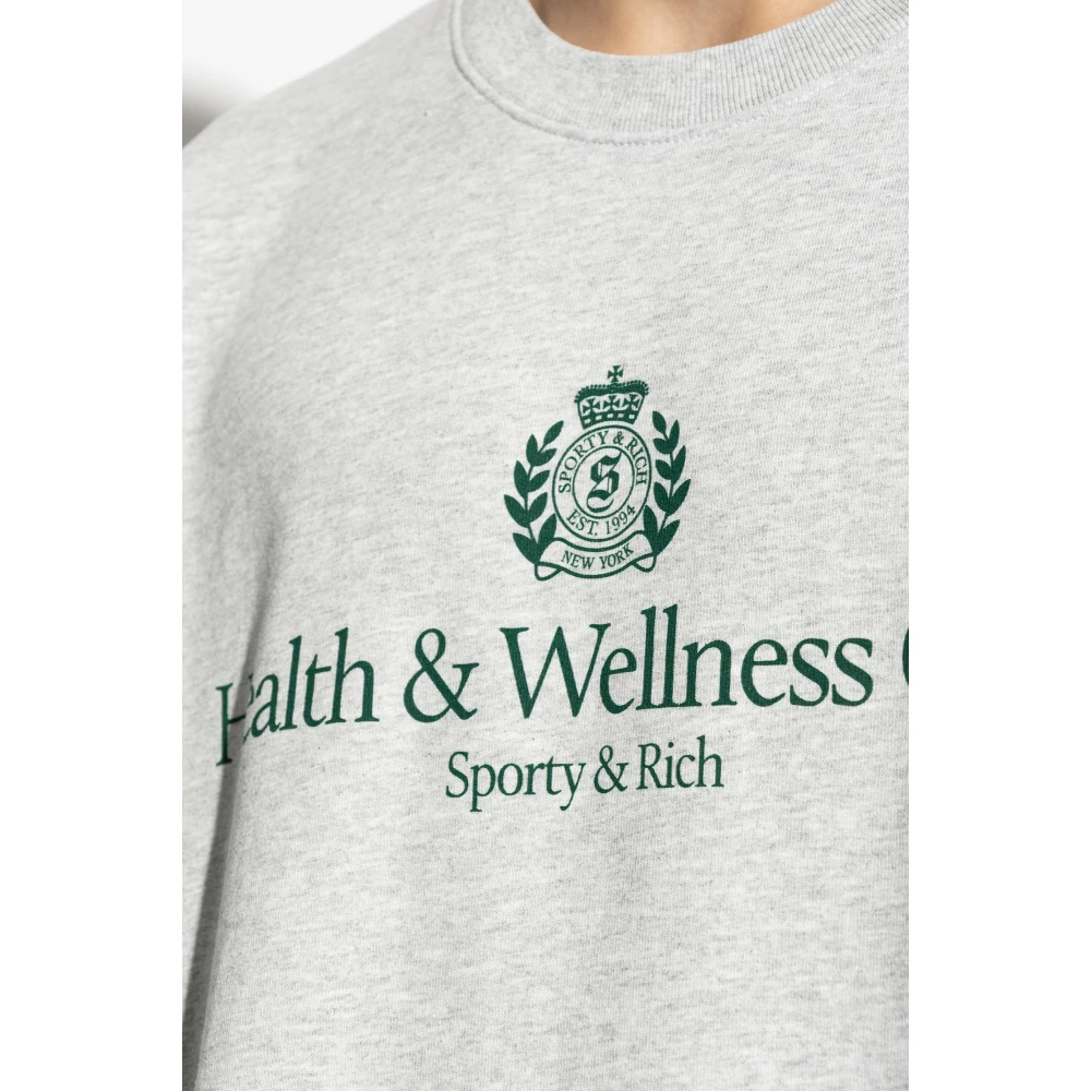 Sporty & Rich Sweatshirt uit de H&W Crest Heather collectie Gray Unisex