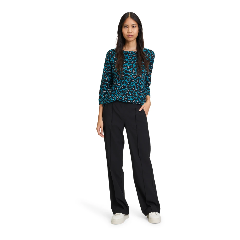 Betty Barclay Bloemen Sweatshirt met U-Boot Halslijn Blue Dames
