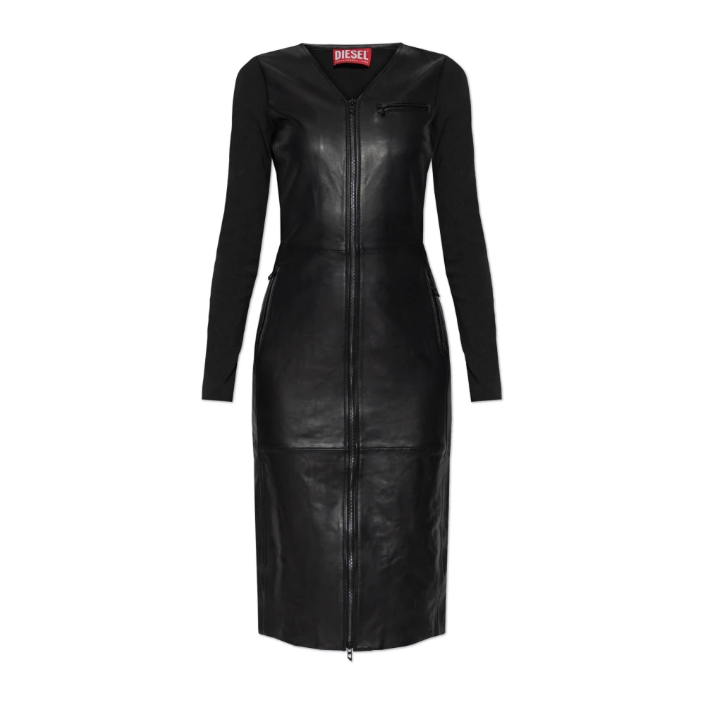 Diesel Leren jurk L-Ola Black Dames