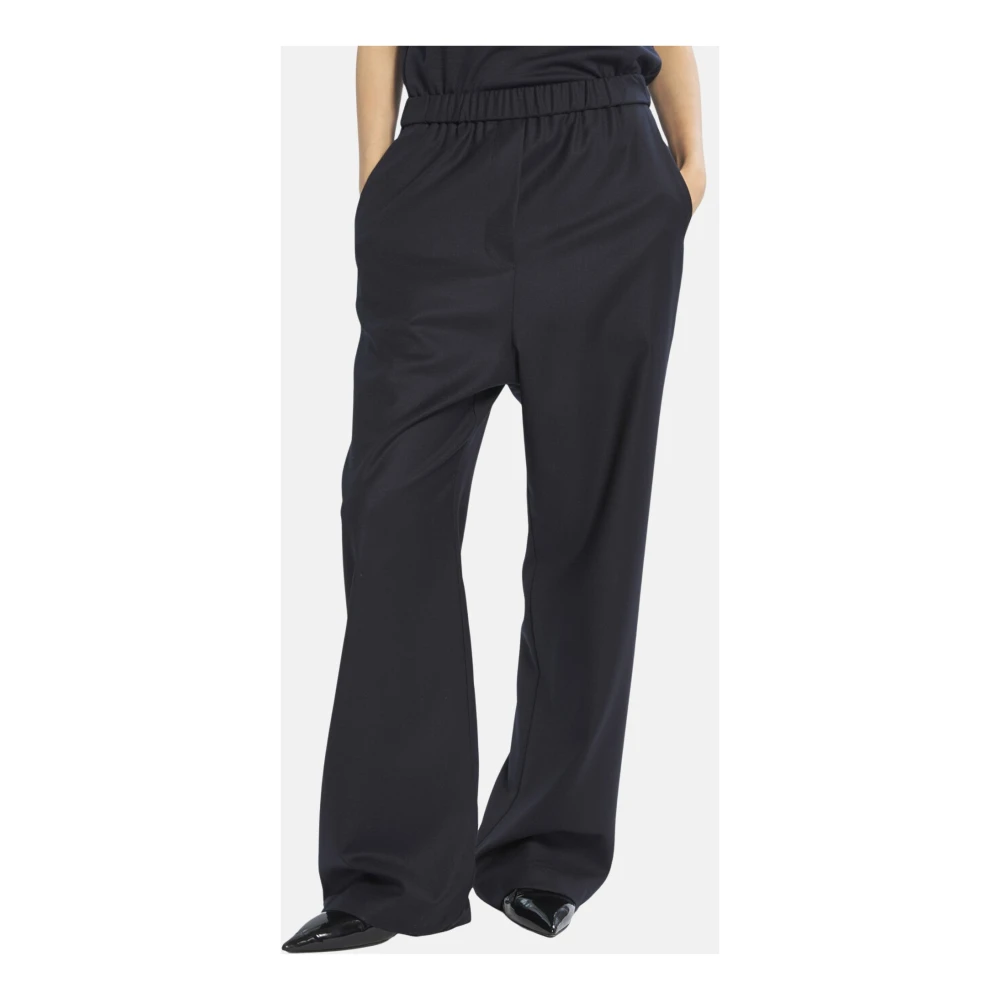Barena Venezia Wollen flanellen broek met rechte pijpen en elastische taille Blue Dames