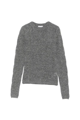 Open-Knit Crew Neck Sweater
