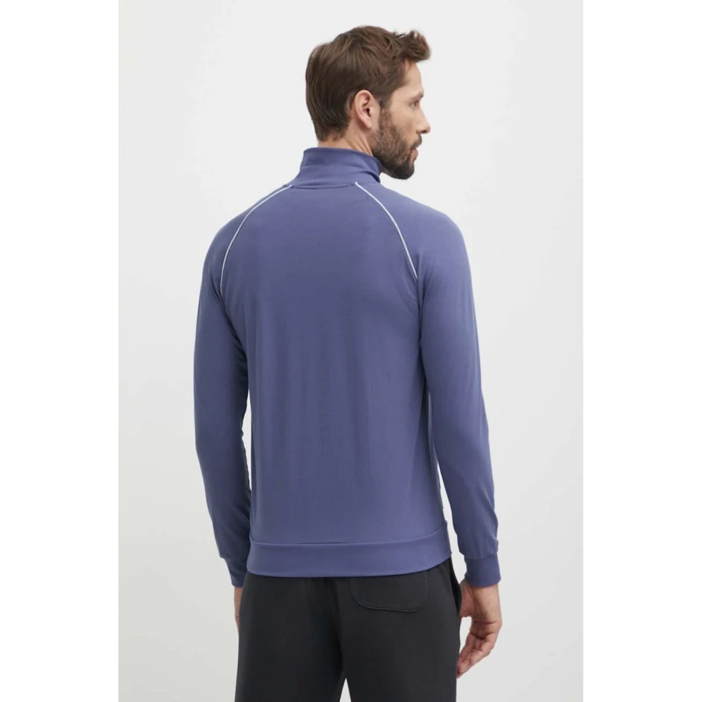 Hugo Boss Stretch Katoenen Rits Jas Blauw Blue Heren