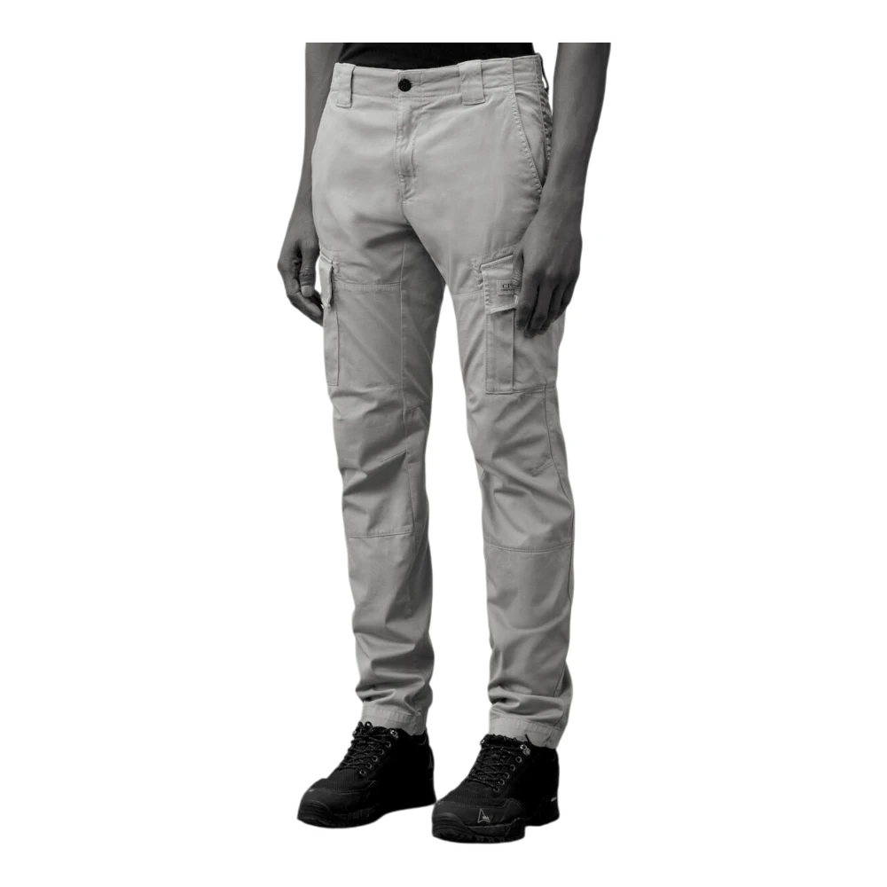 C.P. Company Satin Stretch Cargo Broek Lichtgrijs Gray Heren