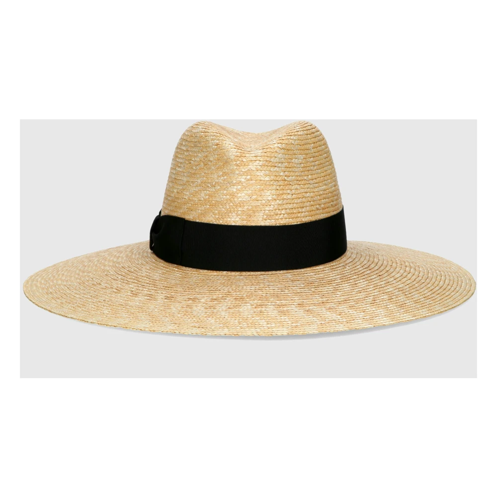 Borsalino Handgeweven strohoed met grosgrain band White Dames