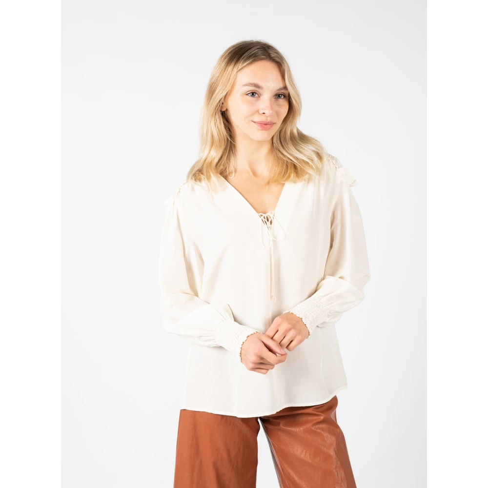 pinko Eenvoudige V-Hals Blouse White Dames