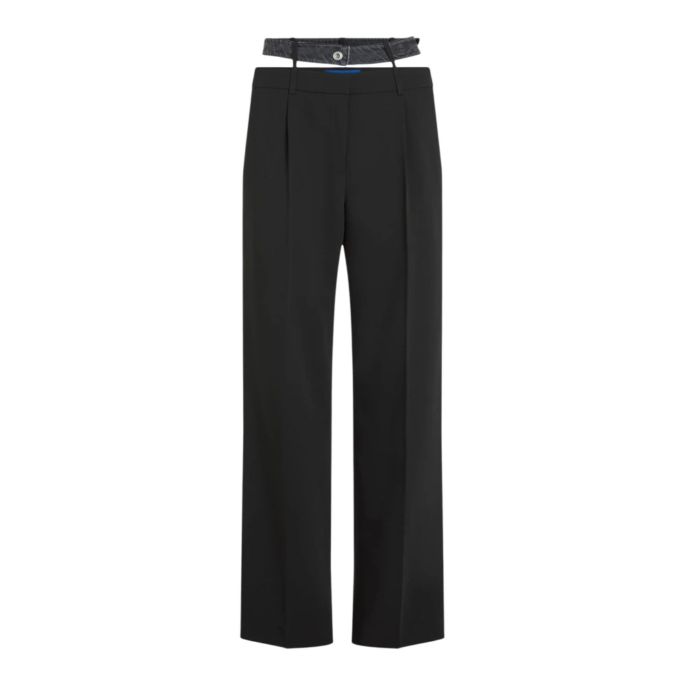 Karl Lagerfeld Women's Black Wide Trousers, Xs, Klj Mixed Material Pant