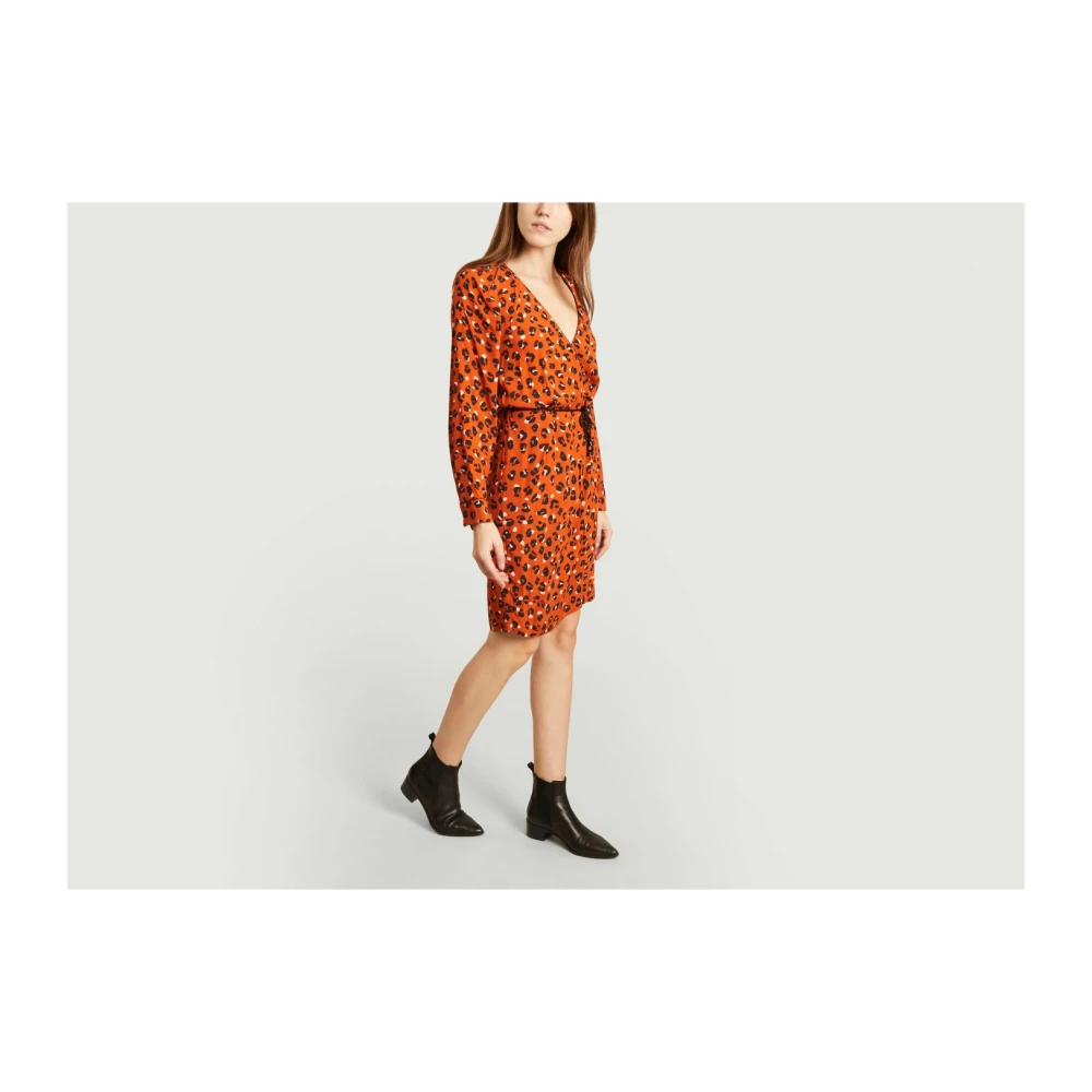La Petite Française Rode Robin Portemonnee Jurk met Luipaardprint Red Dames
