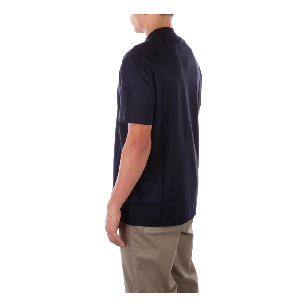 Emporio Armani Blauw Logo Front T-shirt Blue Heren