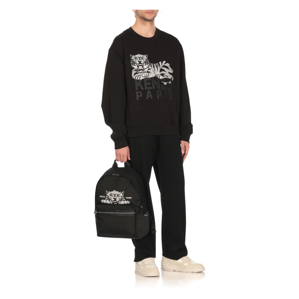 Kenzo Zwarte Katoenen Sweatshirt met Happy Tiger Black Heren
