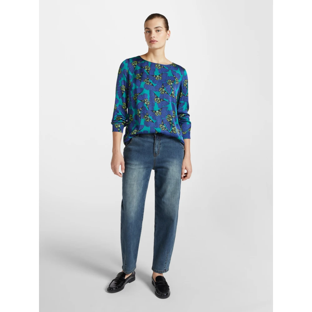 Elena Mirò Vintage-gewassen Ballon Jeans Blue Dames