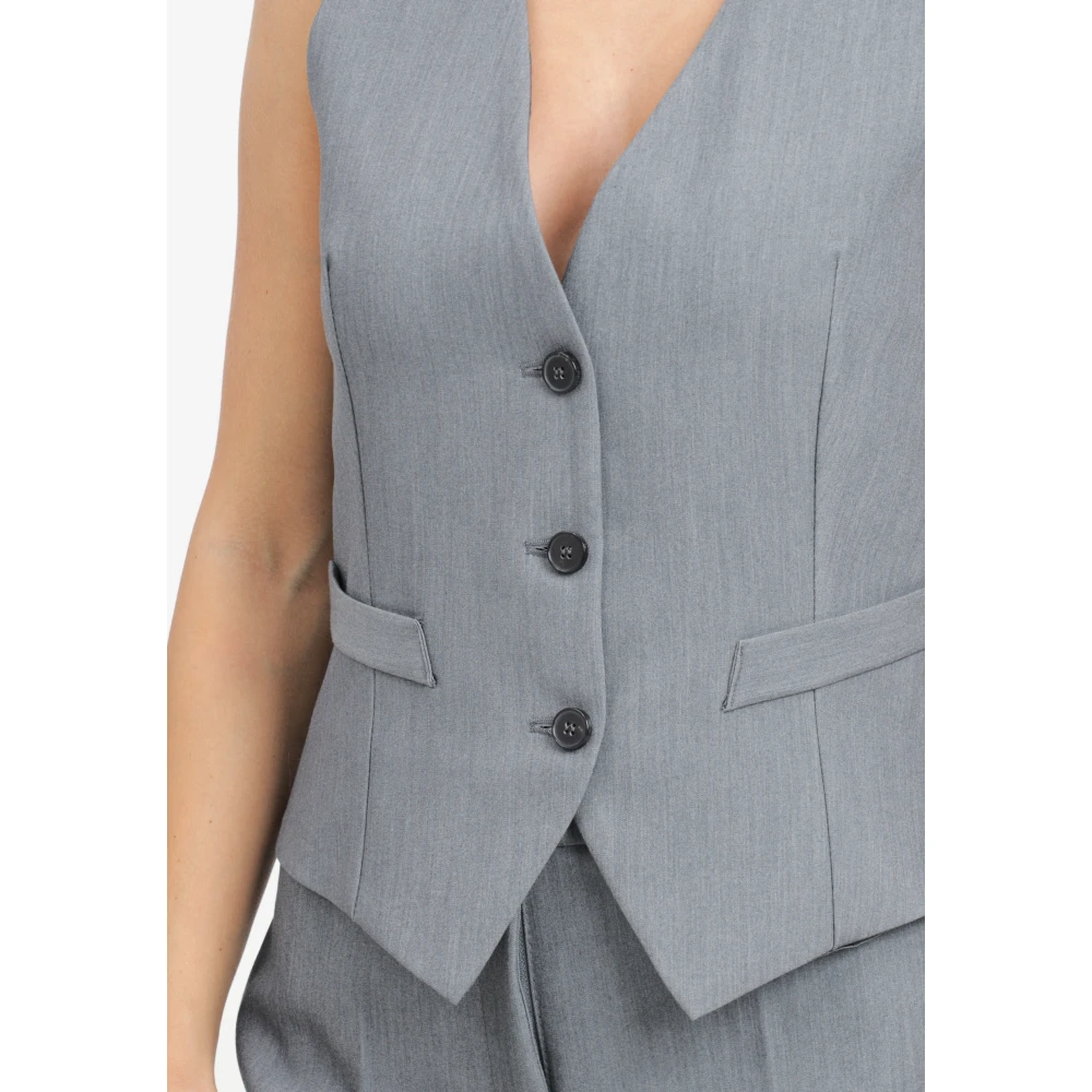 ViCOLO Grijze Damesvest Klassieke Stijl Gray Dames