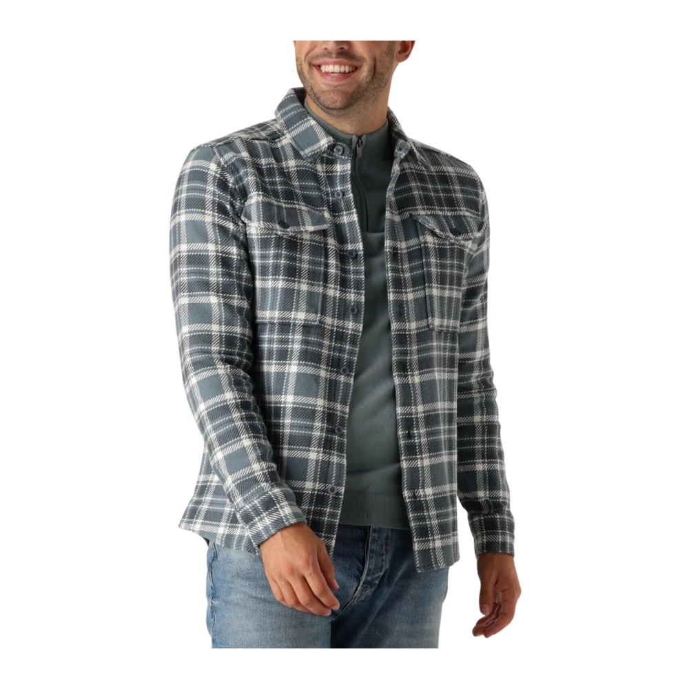 Pure Path Blauw Regular Fit Overshirt voor Mannen Blue Heren