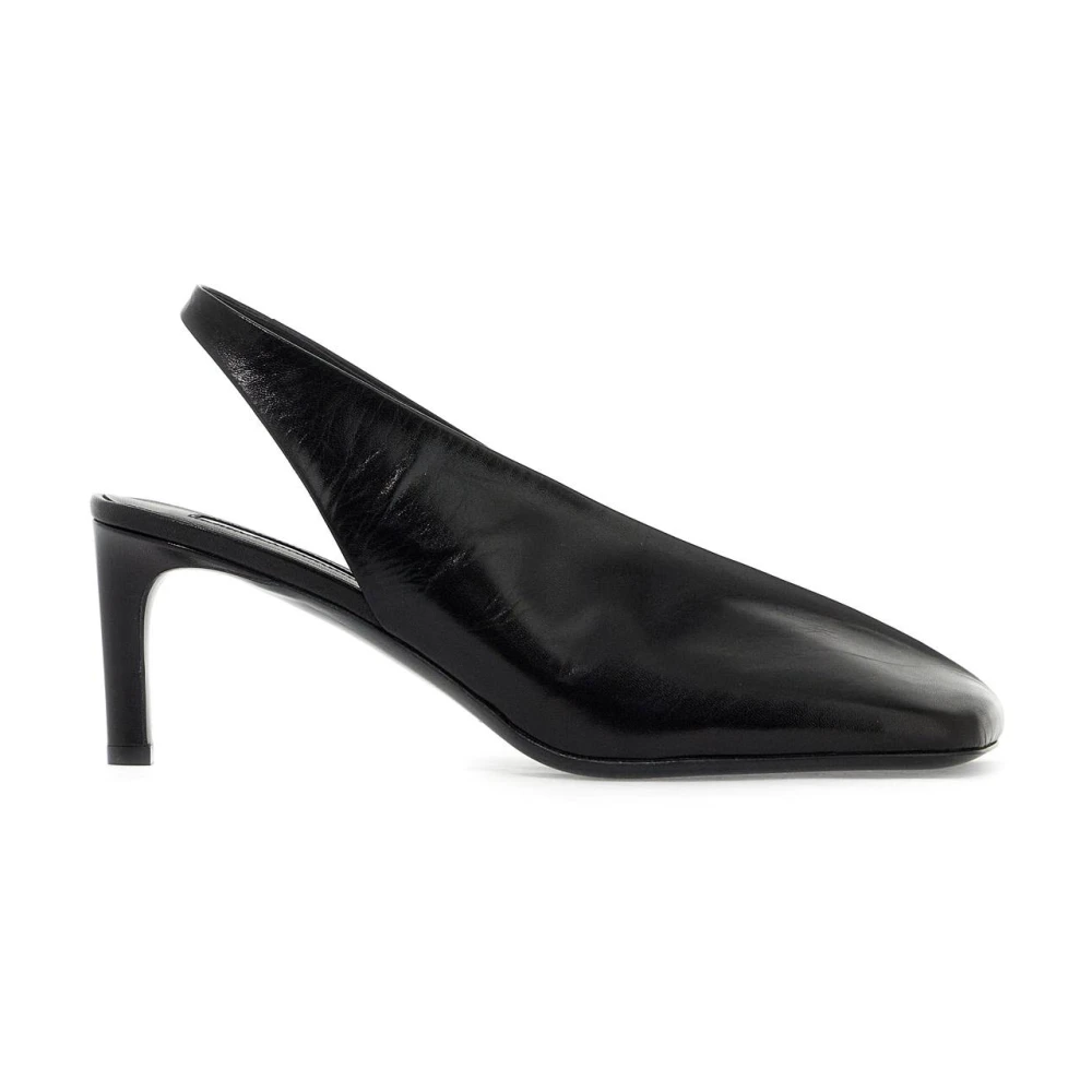 Jil Sander Laminerade läder slingback pumps Black, Dam