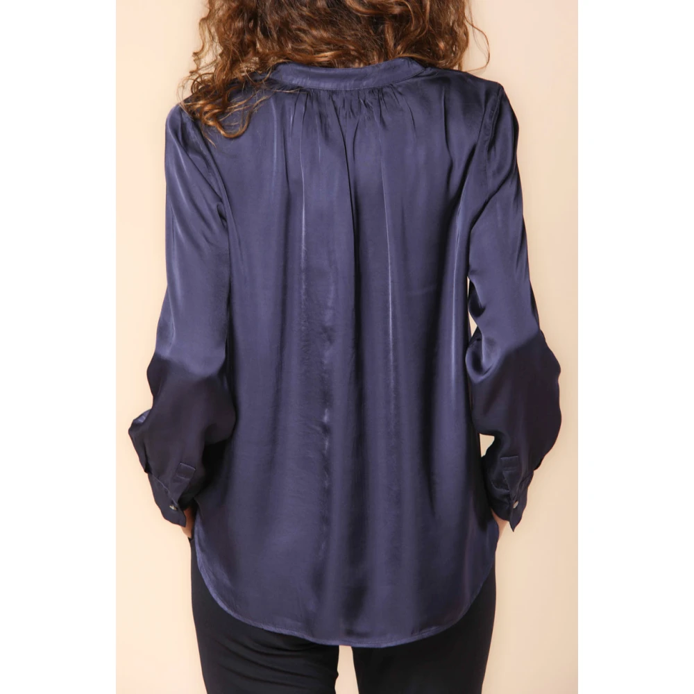 Mason's Adele Viscose Shirt Navy Blauw Blue Dames