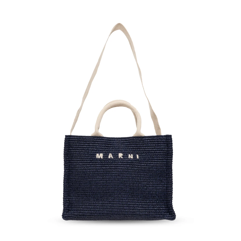 Marni Shopper tas met logo Blue Dames