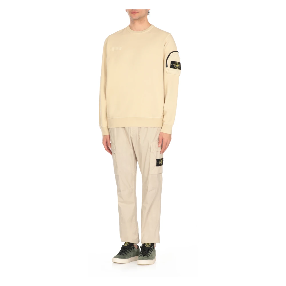 Stone Island Beige Katoenen Sweatshirt met Ritssluiting Beige Heren
