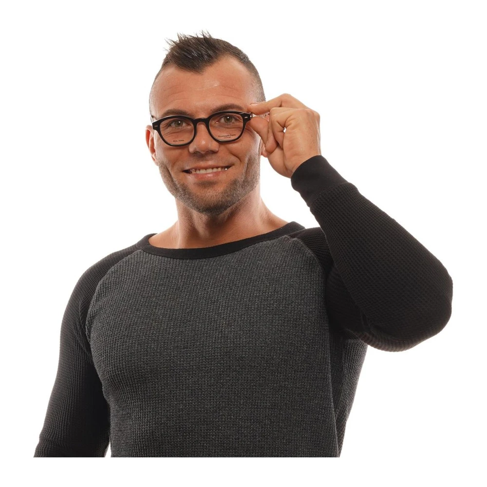 Ermenegildo Zegna Stijlvolle Horn Ronde Optische Monturen Black Heren