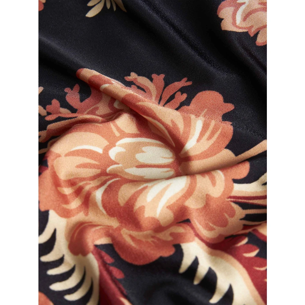 ETRO Zwarte Bloemen Asymmetrische Jurk Multicolor Dames