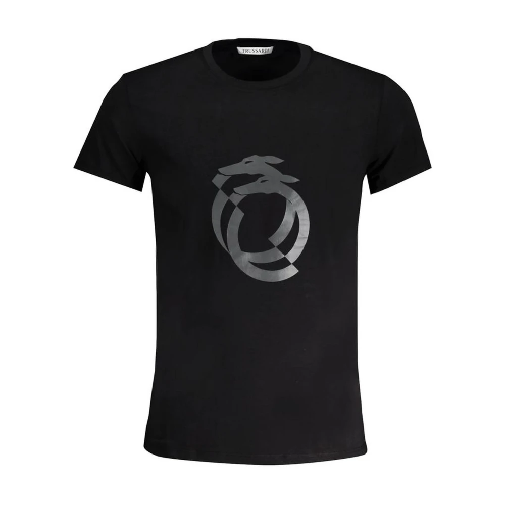Trussardi Men's Black Logo Print Cotton T-Shirt 2XL