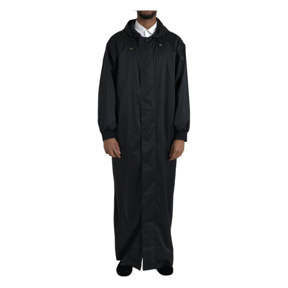 Dolce & Gabbana Zwarte Windbreaker Jas met Capuchon Black Heren