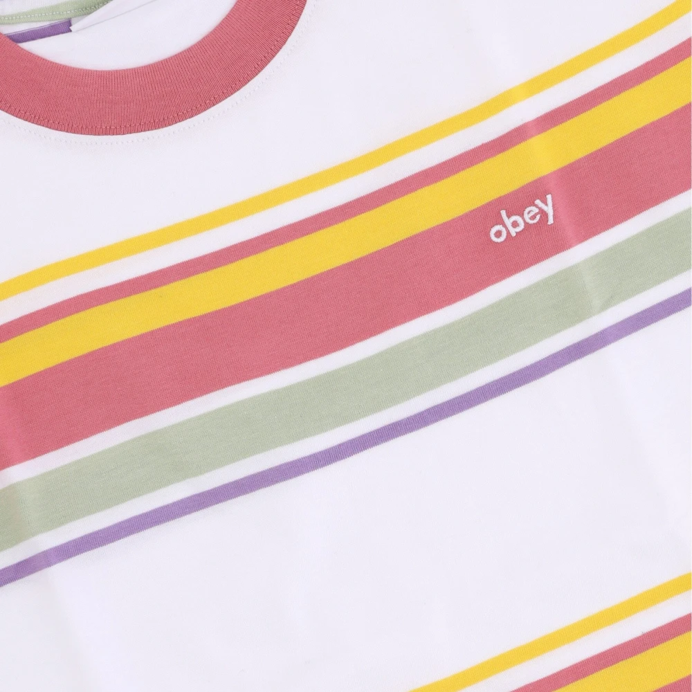 Obey Gestreepte June Cropped Tee Roze Multicolor Dames